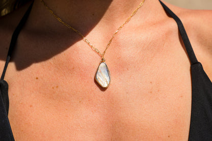 Gold Chunky Abalone Pendant