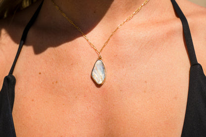 Gold Chunky Abalone Pendant