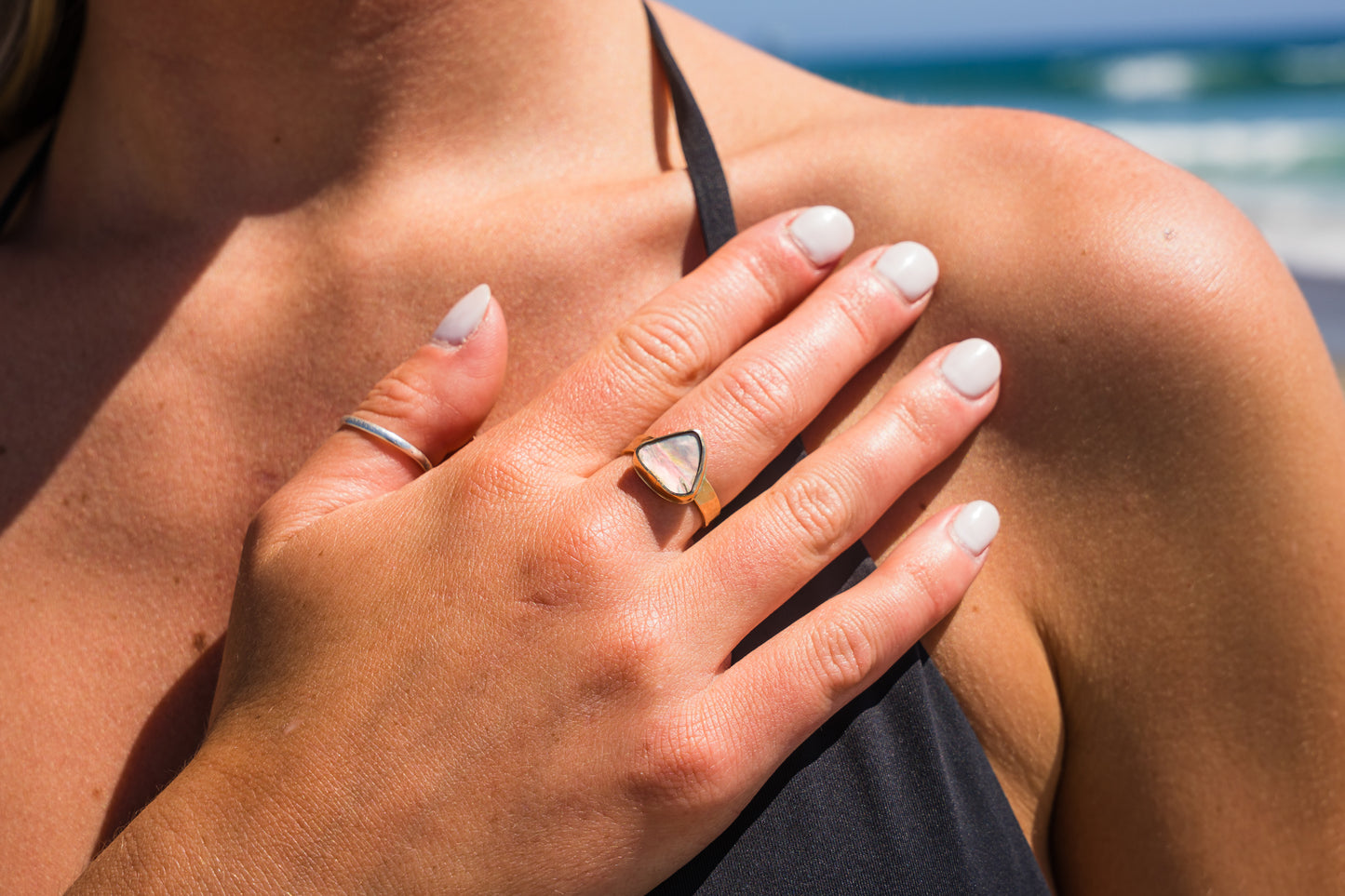 Gold Abalone Ring SIZE 7.5