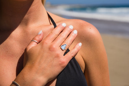 Cornflower Sea Glass Ring SIZE 7