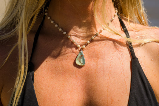 Dolphin Cut out Sea Glass Necklace